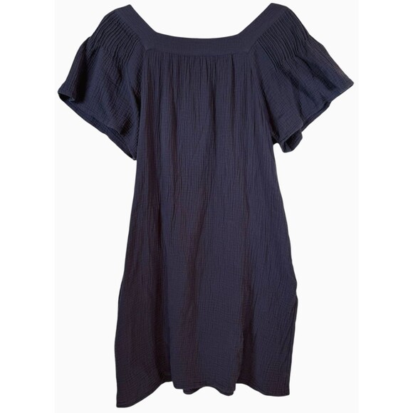 Madewell Dress S Lightspun Butterfly Square‎ Neck Mini Navy Blue Coastal Beach - Picture 8 of 11